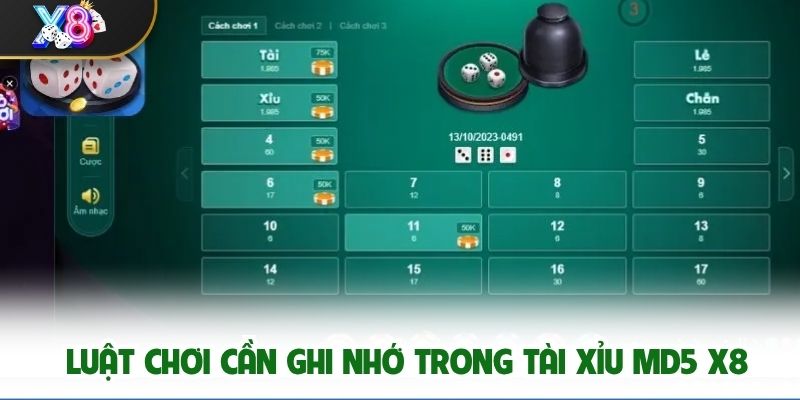 Luật chơi cần ghi nhớ trong tài xỉu MD5 X8